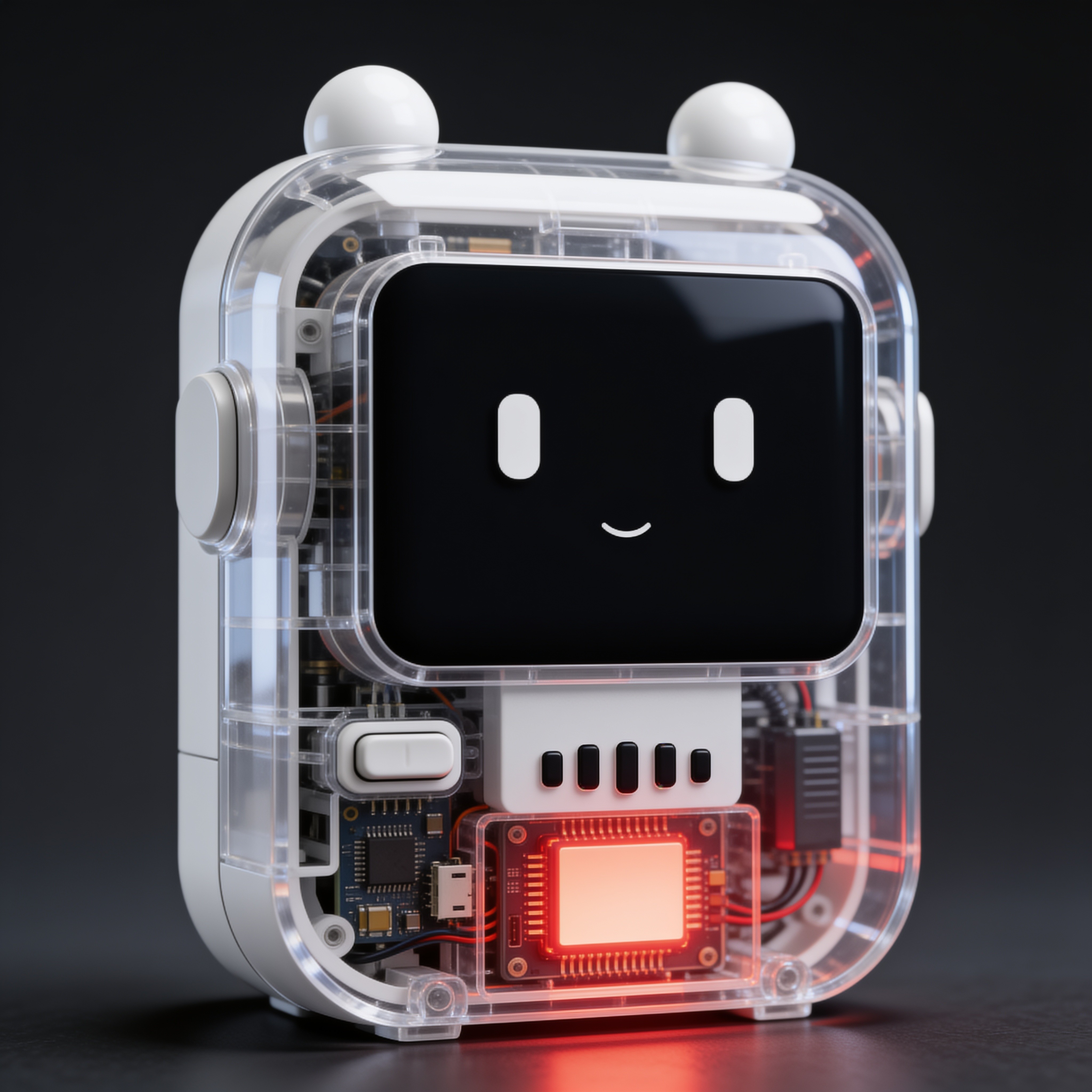 Sonora home AI device with a transparent casing revealing its internal electronics