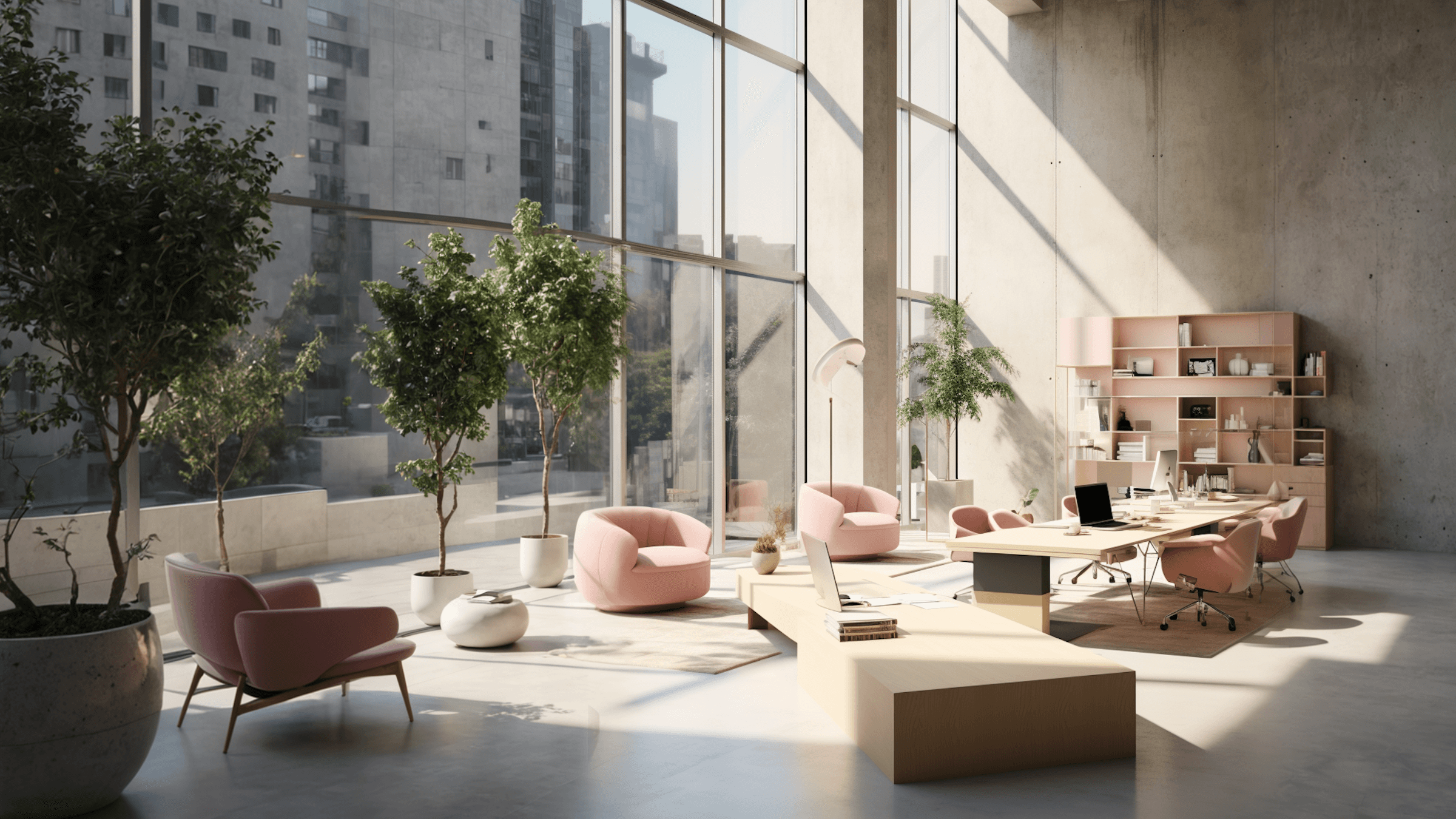 The Sonora studio, a bright open workspace with plants and warm light